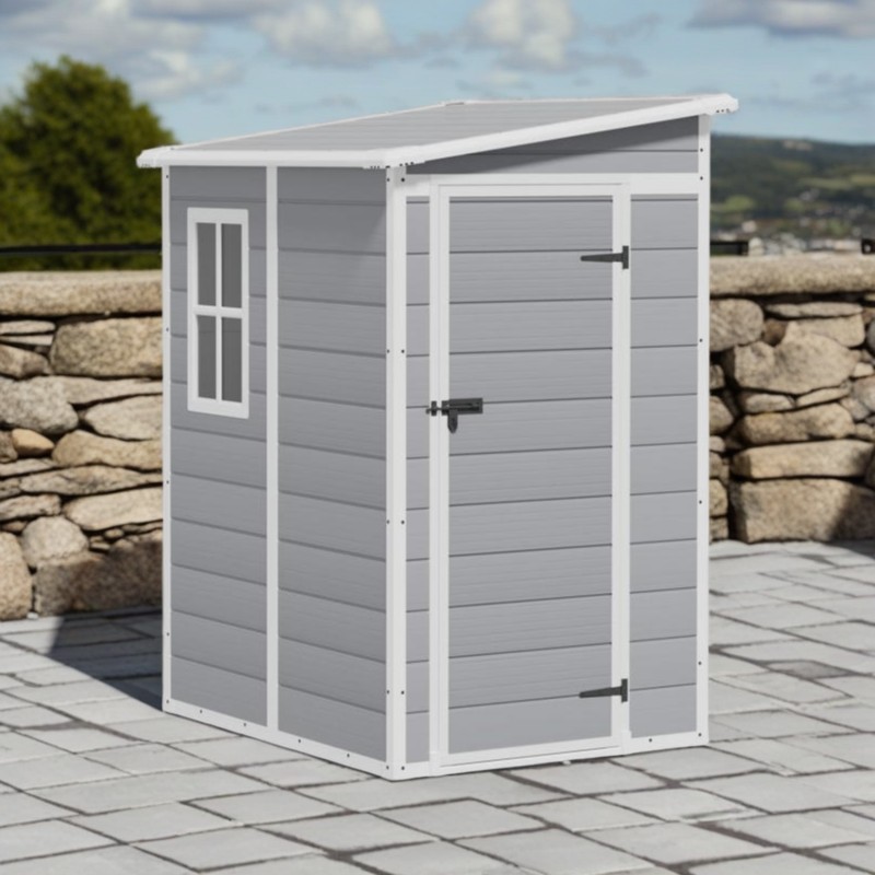 FREENATU Diy Small 3x5 Resin Outdoor Storage Shed with Windows