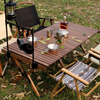 FREENATU 4 FT Portable Camping Table Outdoor Roll Up Wood Table