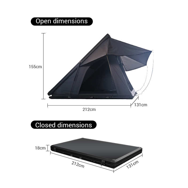 Light Aluminum Clamshell Roof Top Tent