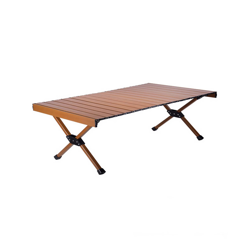 High mobility aluminum outdoor camping table deployed in nature